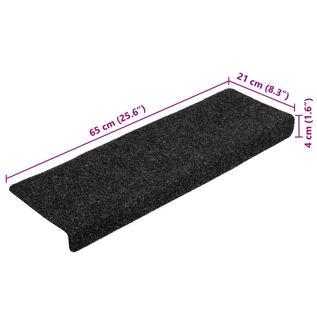 5 db öntapadós lépcsőszőnyeg, 65 x 21 x 4 cm, fekete, téglalap alakú széllel 8