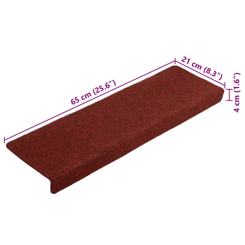 5 db öntapadós lépcsőszőnyeg 65 x 21 x 4 cm bordói piros téglalap alakú széllel 8