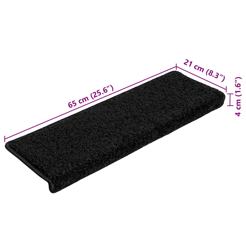 10 db fekete lépcsőszőnyeg, téglalap alakú széllel, 65 x 21 x 4 cm 9