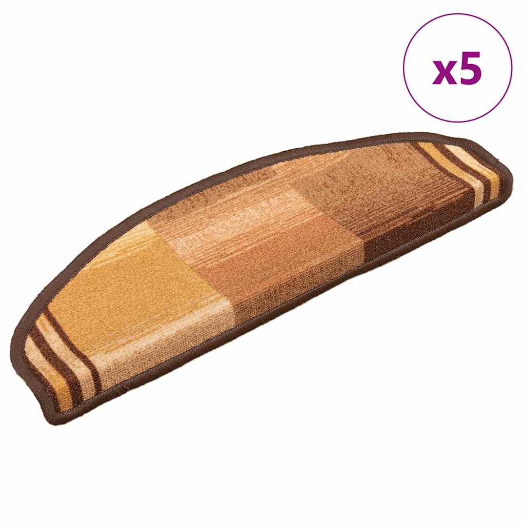 5 db barna öntapadó lépcsőszőnyeg 65x21x4 cm