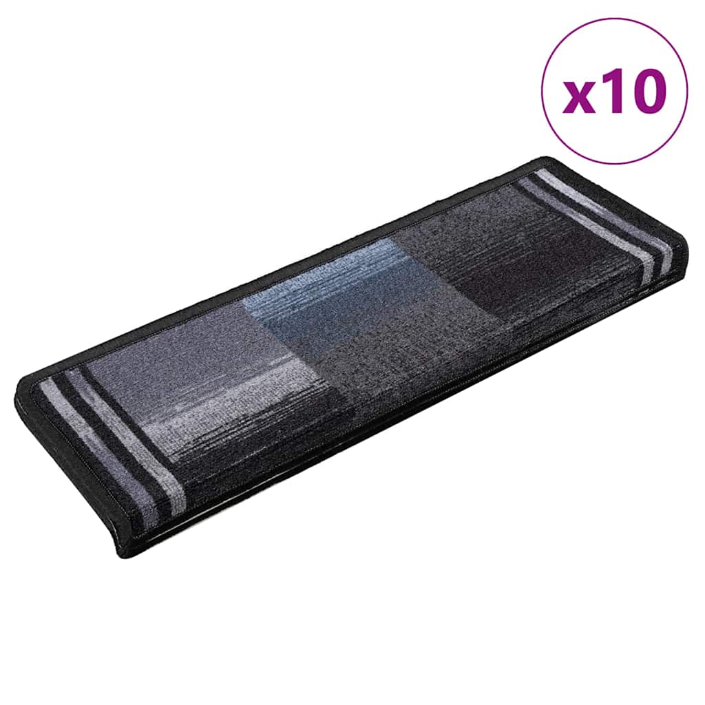 10 db fekete és szürke öntapadó lépcsőszőnyeg 65x21x4 cm