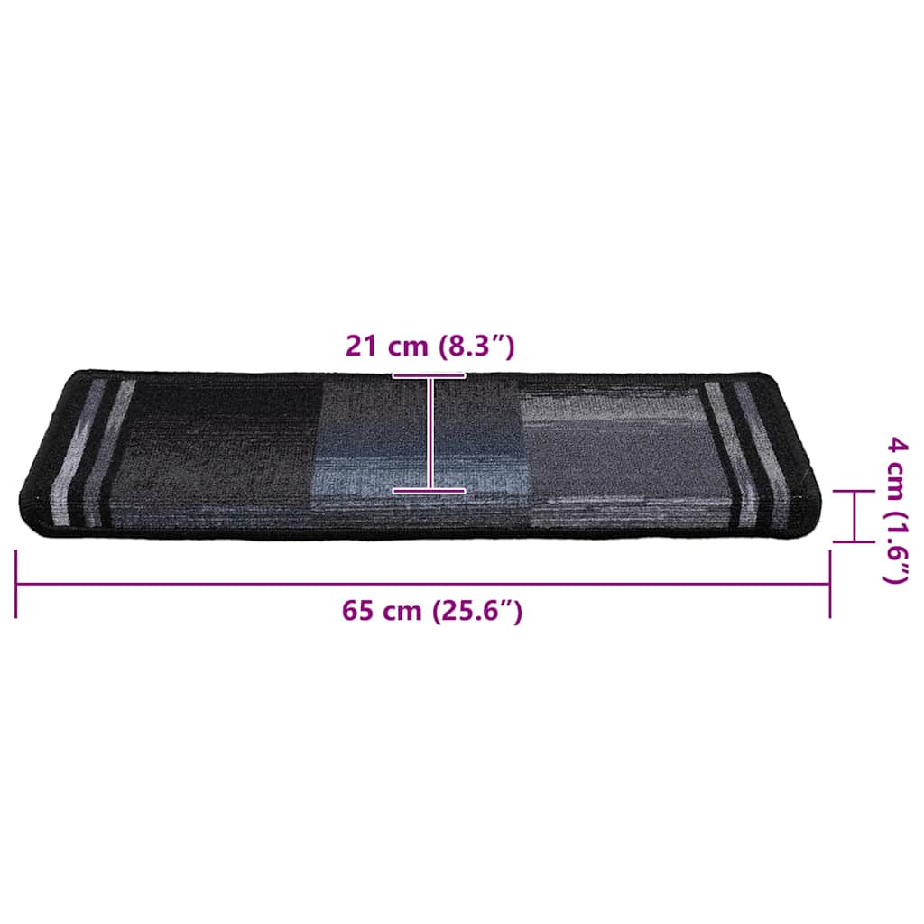 10 db fekete és szürke öntapadó lépcsőszőnyeg 65x21x4 cm 9