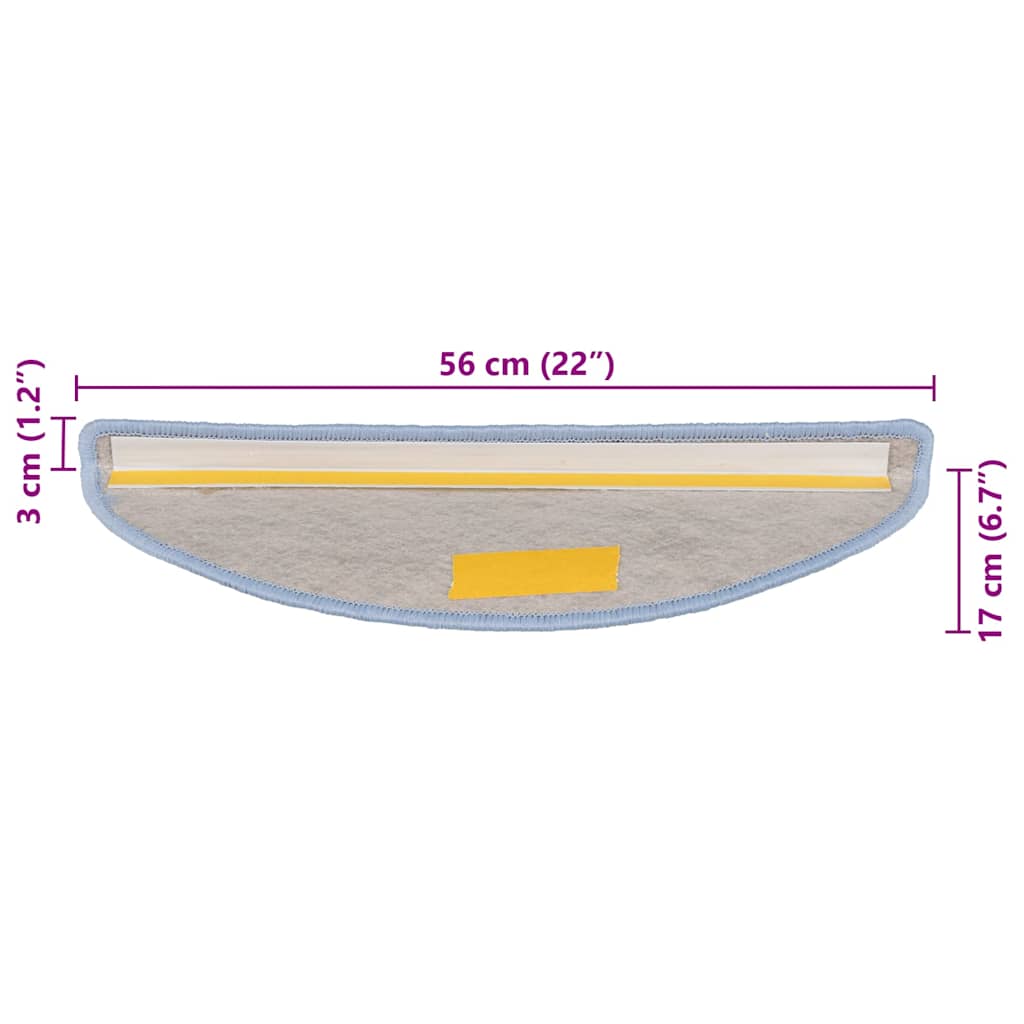 15 db szizál hatású kék öntapadó lépcsőszőnyeg 56x17x3 cm 9