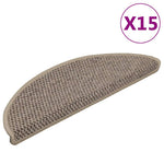 15 db szizál hatású sötét bézsszínű lépcsőszőnyeg 56x17x3 cm