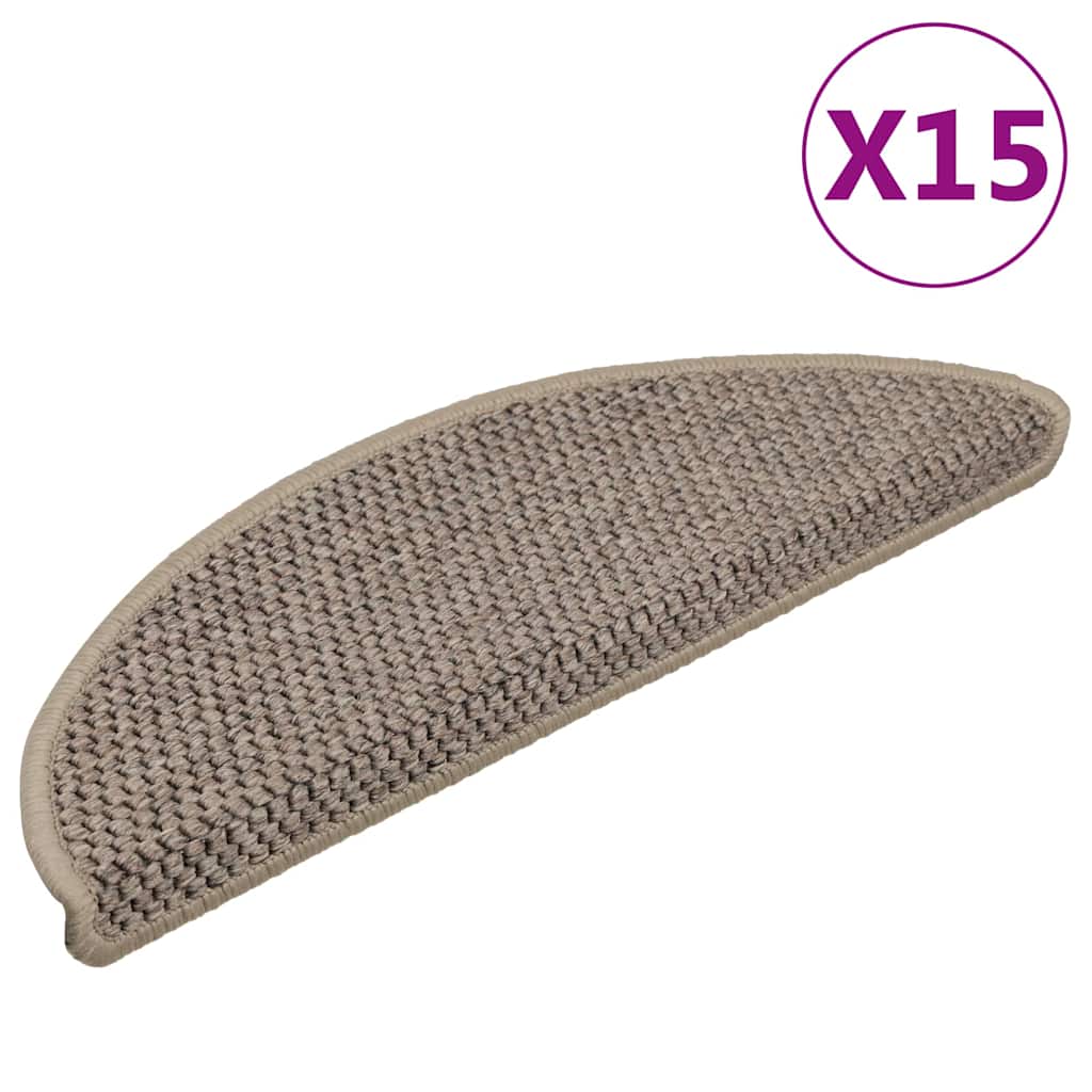 15 db szizál hatású sötét bézsszínű lépcsőszőnyeg 56x17x3 cm