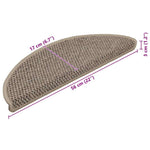15 db szizál hatású sötét bézsszínű lépcsőszőnyeg 56x17x3 cm 9