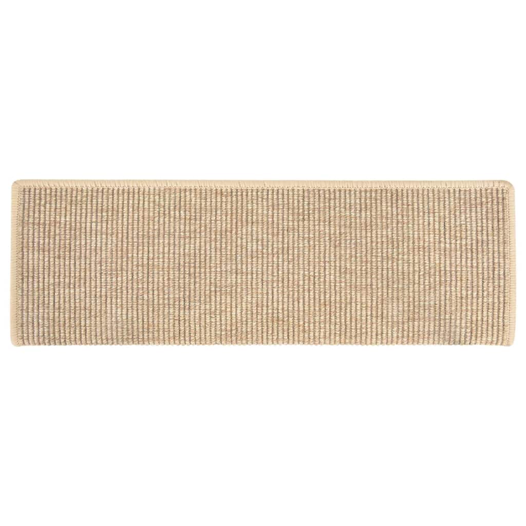15 db lépcsőszőnyeg, 65 x 21 x 4 cm, világos bézs, téglalap alakú széllel 6