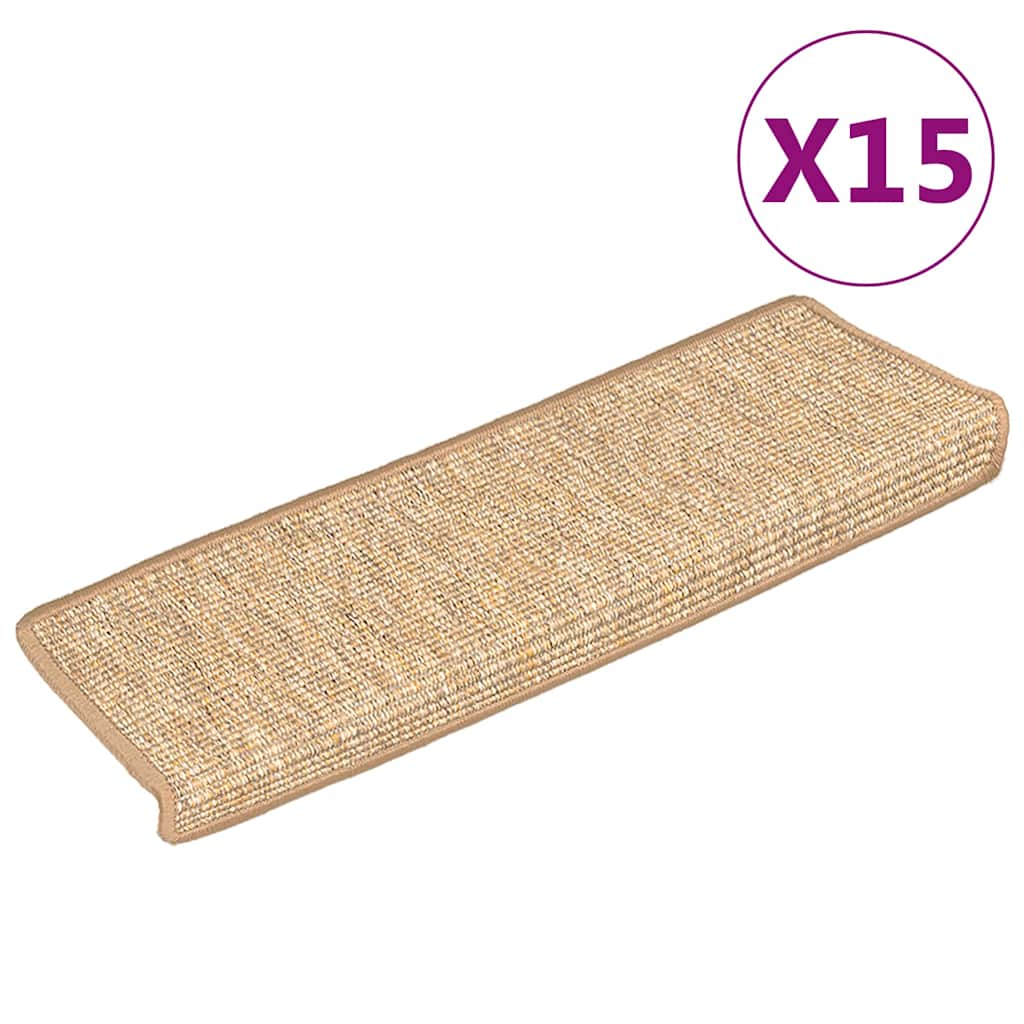 15 db világosbarna, téglalap alakú szélű lépcsőszőnyeg 65 x 21 x 4 cm 2