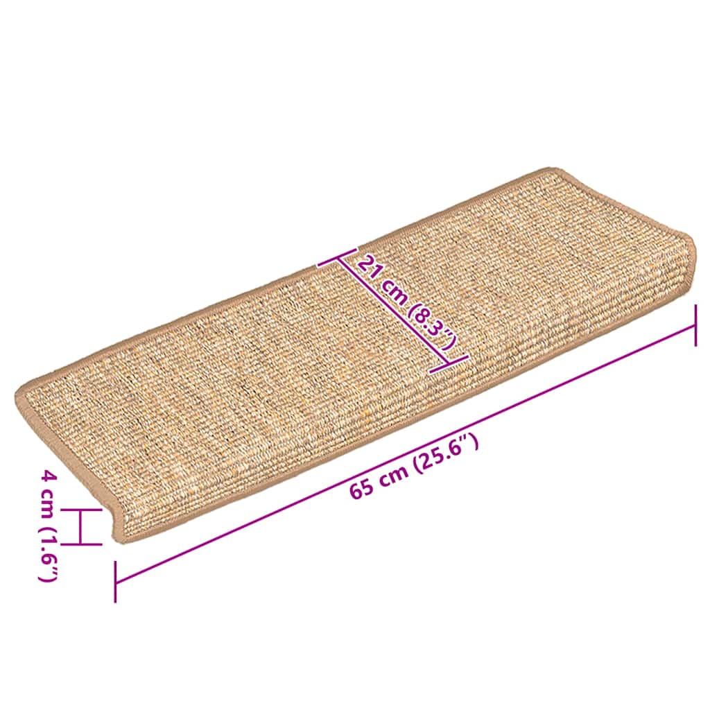 15 db világosbarna, téglalap alakú szélű lépcsőszőnyeg 65 x 21 x 4 cm 8