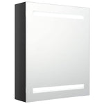 Fényes fekete LED-es tükrös fürdőszobaszekrény 50 x 14 x 60 cm 2