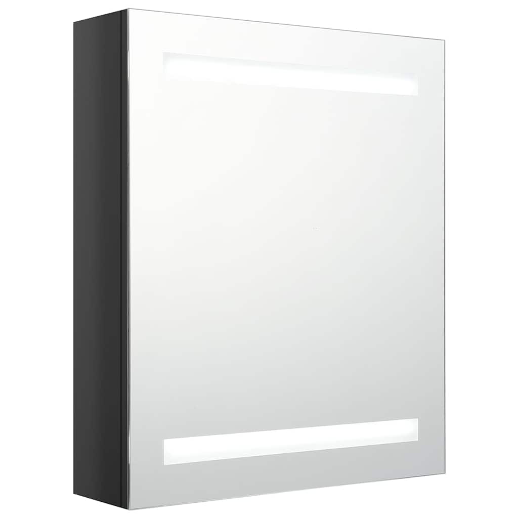 Fényes fekete LED-es tükrös fürdőszobaszekrény 50 x 14 x 60 cm 2