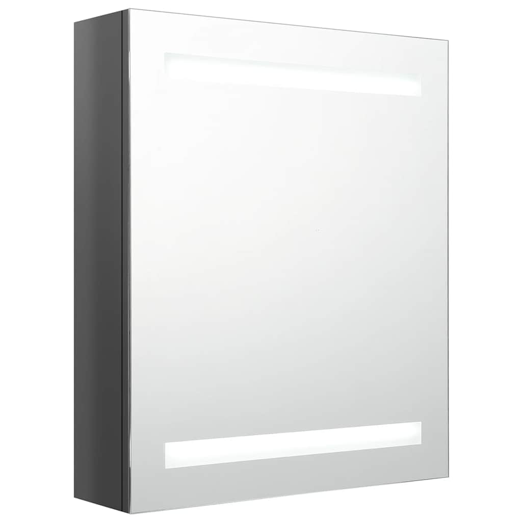 Fényes szürke LED-es tükrös fürdőszobaszekrény 50 x 14 x 60 cm 2