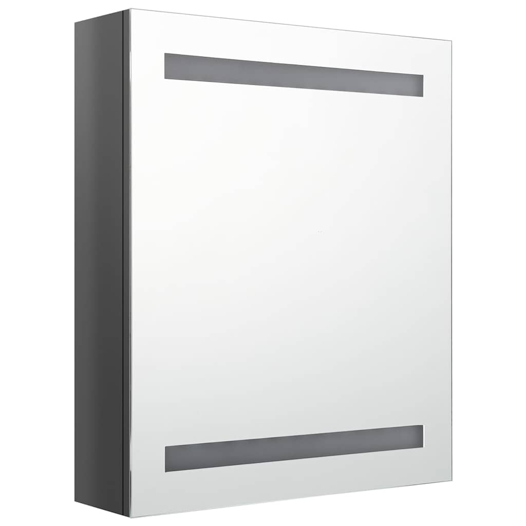 Fényes szürke LED-es tükrös fürdőszobaszekrény 50 x 14 x 60 cm 3