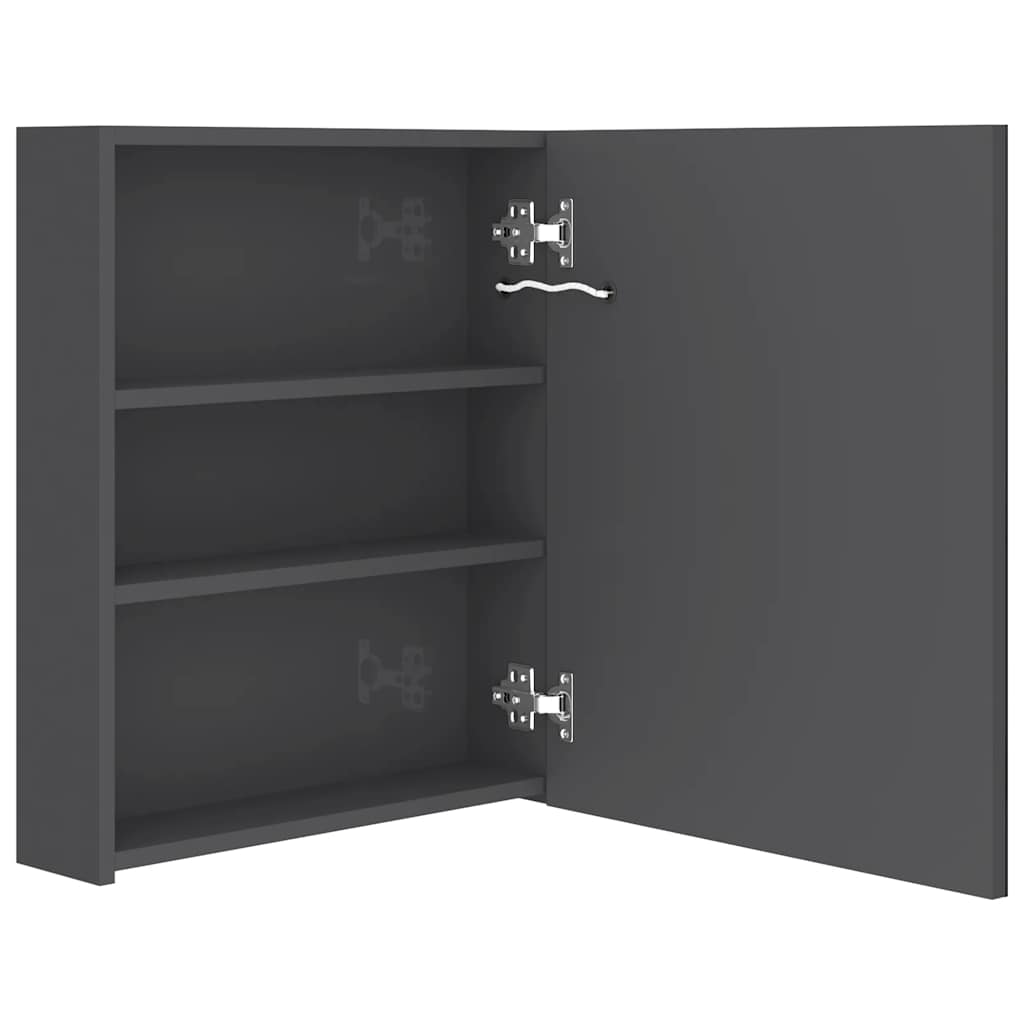 Fényes szürke LED-es tükrös fürdőszobaszekrény 50 x 14 x 60 cm 5
