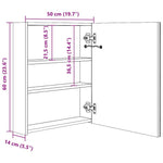 Fényes szürke LED-es tükrös fürdőszobaszekrény 50 x 14 x 60 cm 8