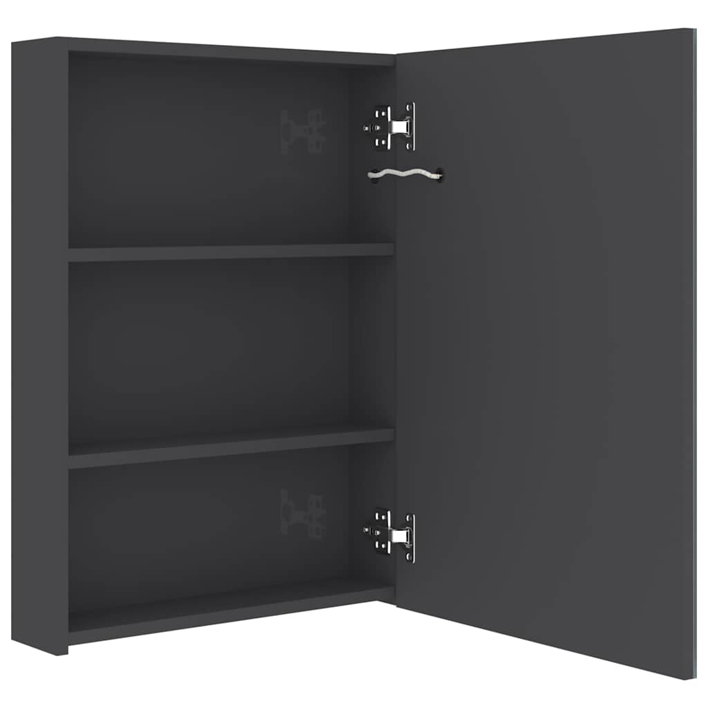 Fényes szürke LED-es tükrös fürdőszobaszekrény 50 x 13 x 70 cm 5