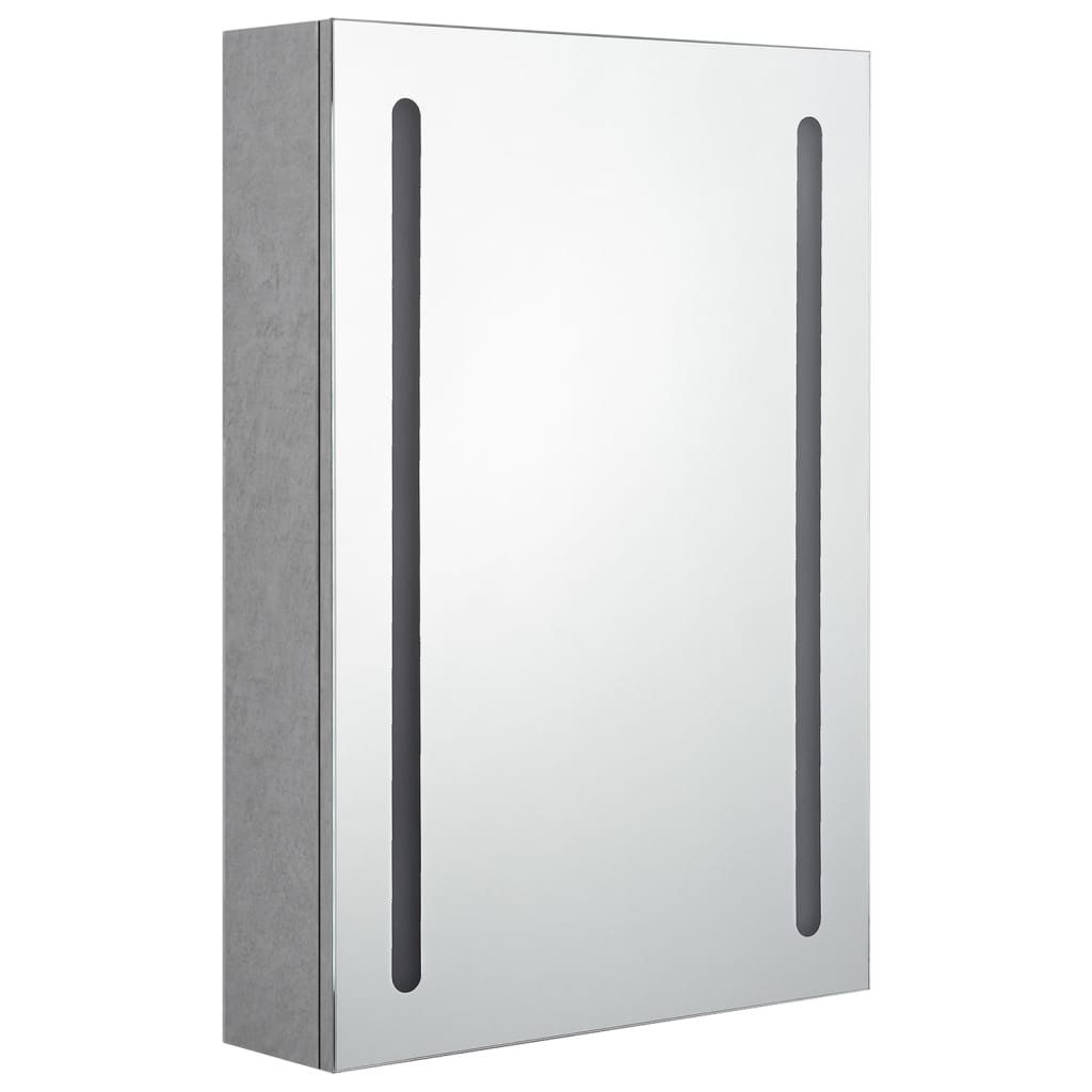 Betonszürke LED-es tükrös fürdőszobaszekrény 50 x 13 x 70 cm 3