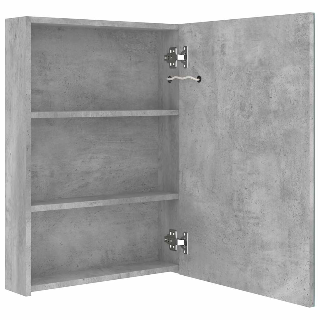Betonszürke LED-es tükrös fürdőszobaszekrény 50 x 13 x 70 cm 5