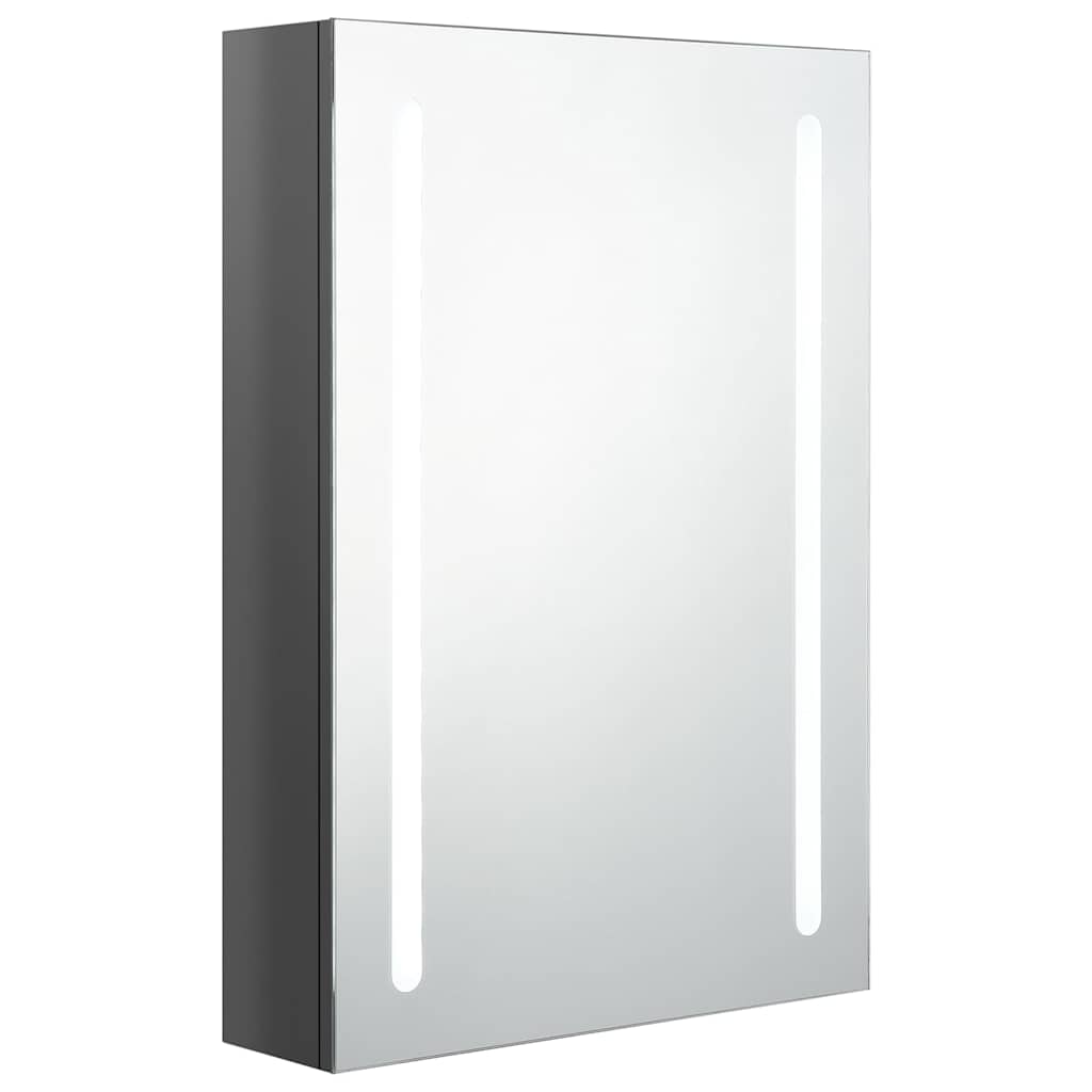 Fényes szürke LED-es tükrös fürdőszobaszekrény 50 x 13 x 70 cm 2