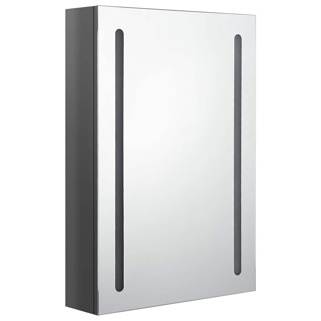 Fényes szürke LED-es tükrös fürdőszobaszekrény 50 x 13 x 70 cm 3