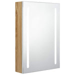 Fehér-tölgyszínű LED-es tükrös fürdőszobaszekrény 50x13x70 cm 2