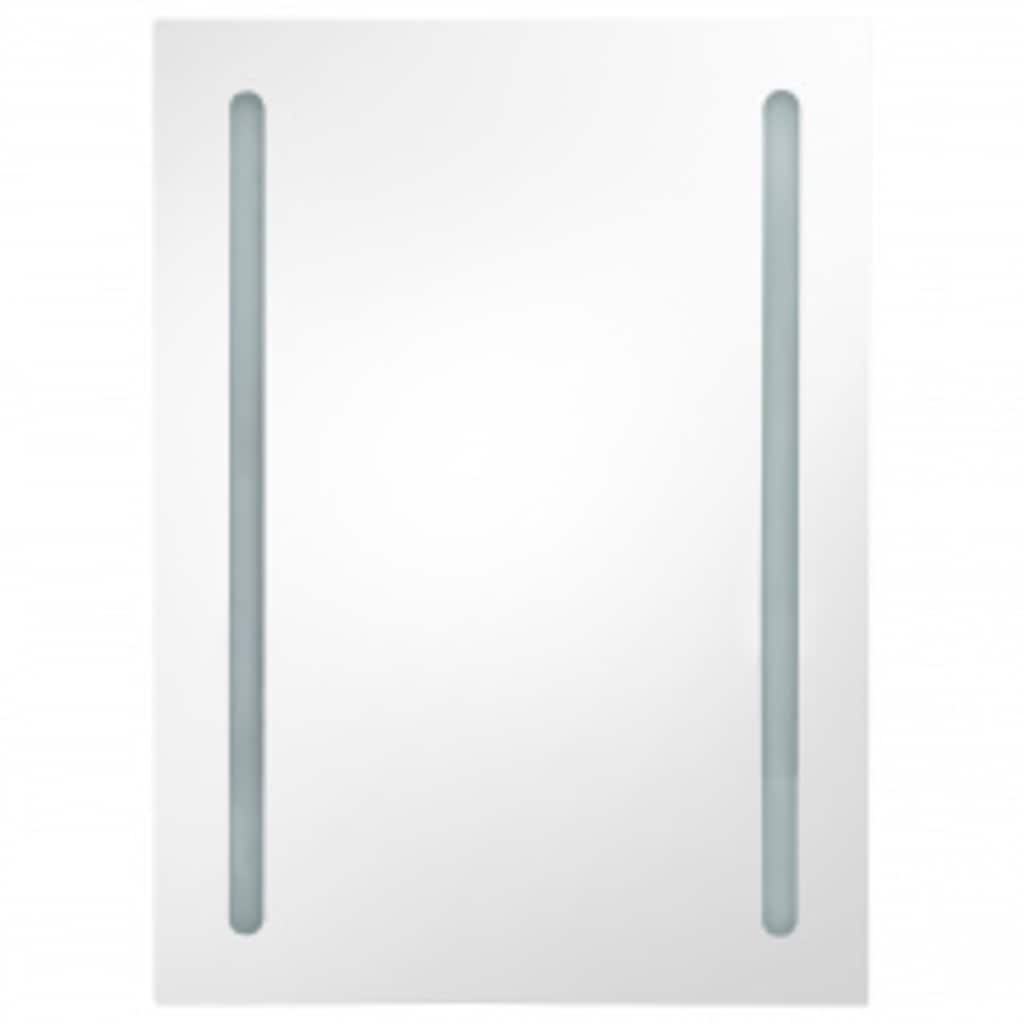 Fehér-tölgyszínű LED-es tükrös fürdőszobaszekrény 50x13x70 cm 4
