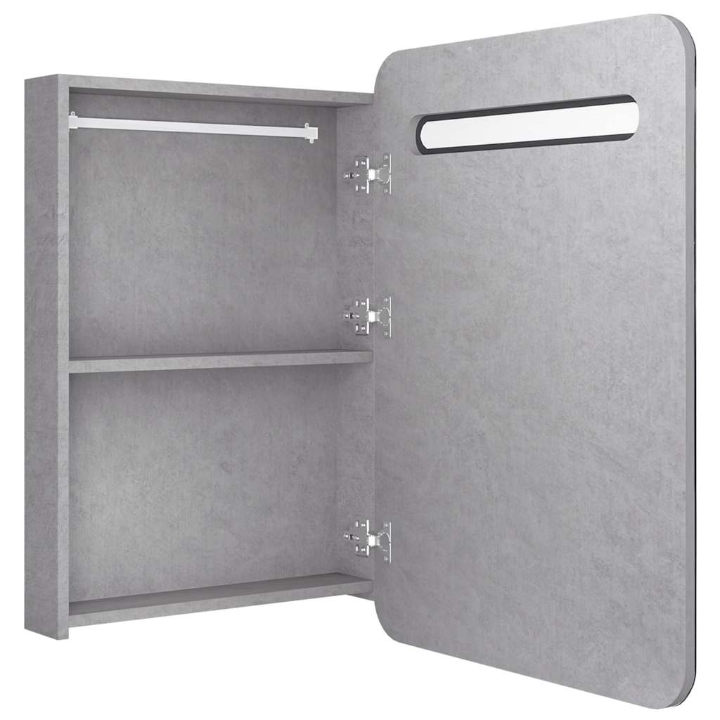 Betonszürke LED-es tükrös fürdőszobaszekrény 60 x 11 x 80 cm 5
