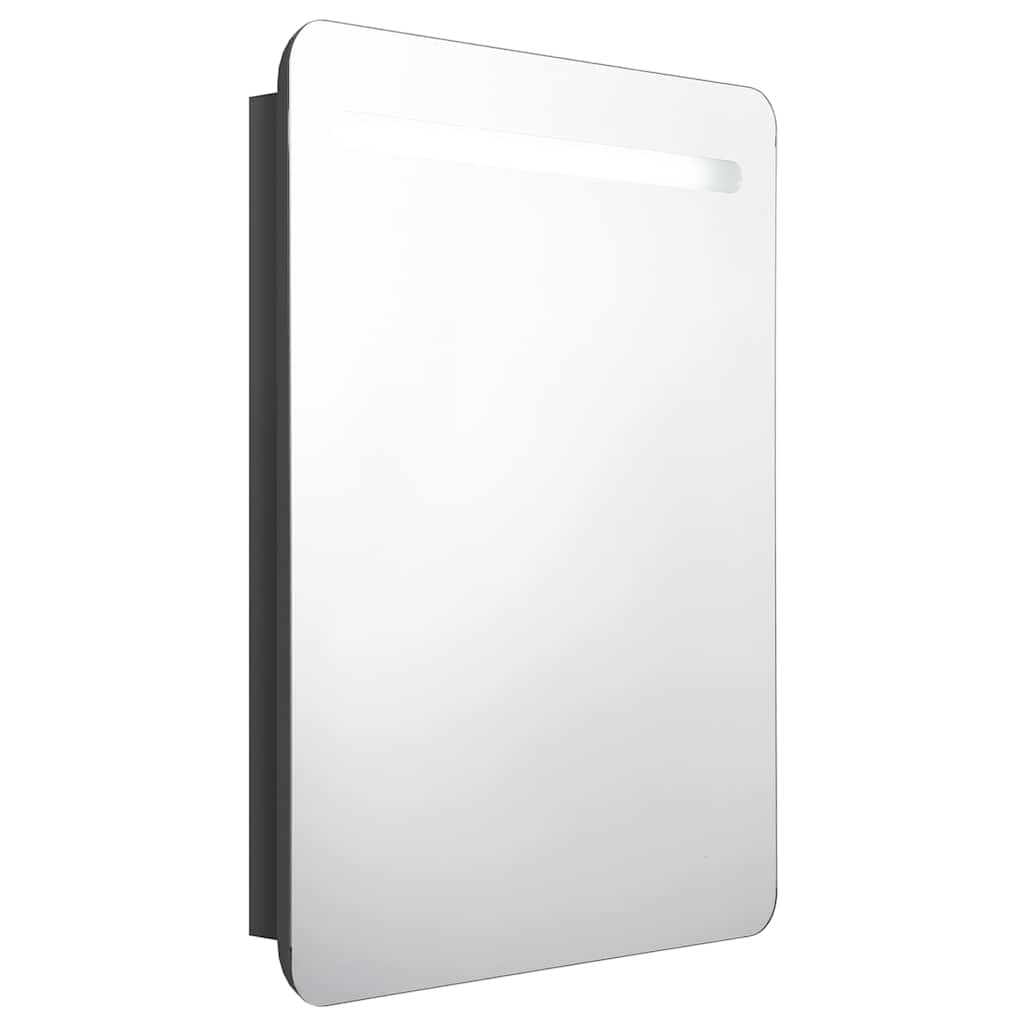 Fényes fekete LED-es tükrös fürdőszobaszekrény 60 x 13 x 70 cm 2