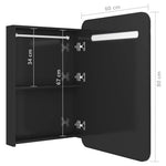 Fényes fekete LED-es tükrös fürdőszobaszekrény 60 x 13 x 70 cm 7