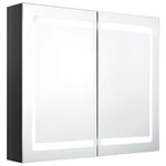 Fényes fekete LED-es tükrös fürdőszobaszekrény 80 x 12 x 68 cm 2