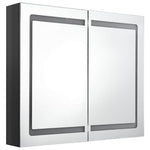 Fényes fekete LED-es tükrös fürdőszobaszekrény 80 x 12 x 68 cm 3