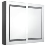 Fényes szürke LED-es tükrös fürdőszobaszekrény 80 x 12 x 68 cm 3