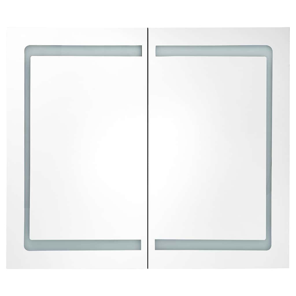 Fényes szürke LED-es tükrös fürdőszobaszekrény 80 x 12 x 68 cm 4