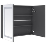 Fényes szürke LED-es tükrös fürdőszobaszekrény 80 x 12 x 68 cm 5