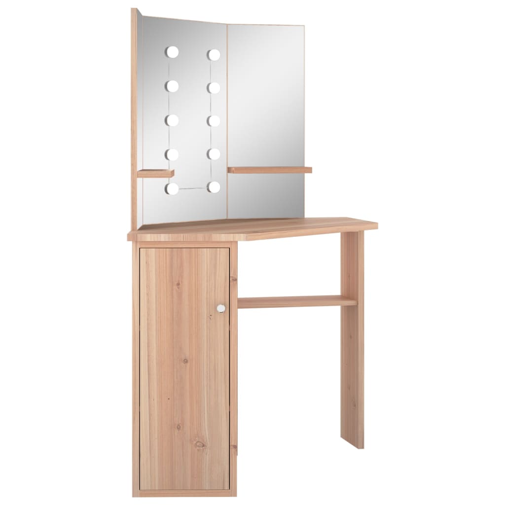 Fekete sarok-fésülködőasztal LED-világítással 111x54x141,5 cm 3