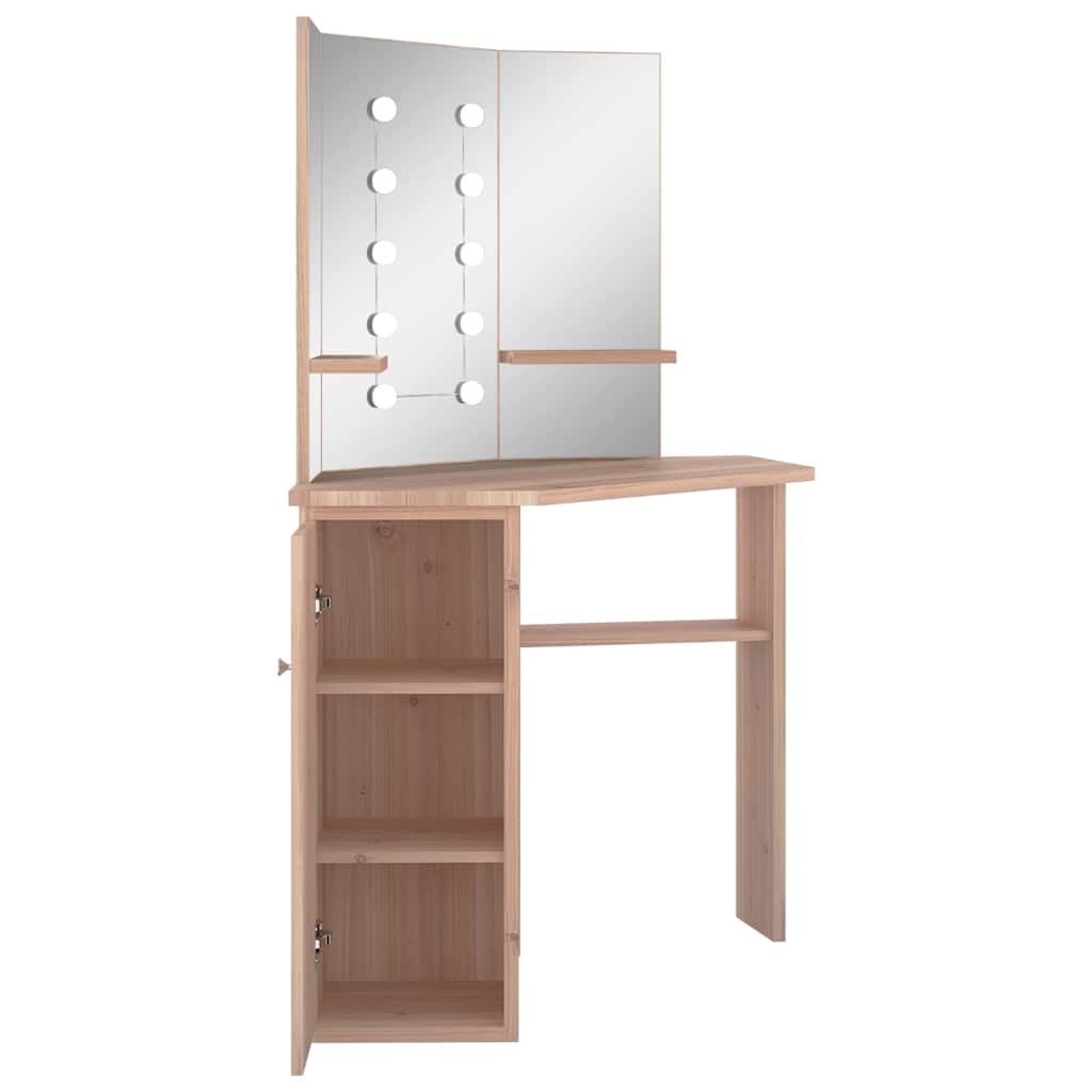 Fekete sarok-fésülködőasztal LED-világítással 111x54x141,5 cm 6