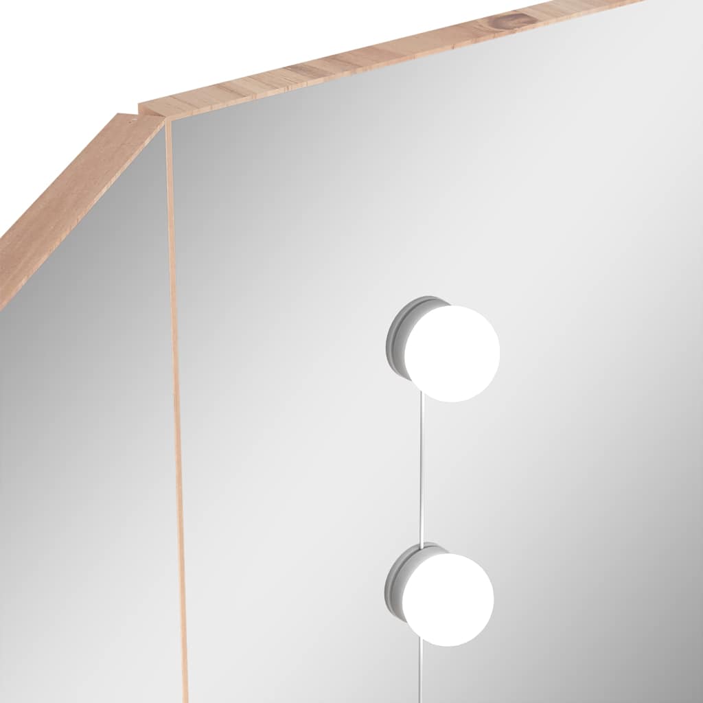 Fekete sarok-fésülködőasztal LED-világítással 111x54x141,5 cm 10