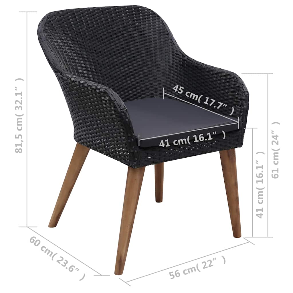 5 részes fekete kerti étkezőgarnitúra 11