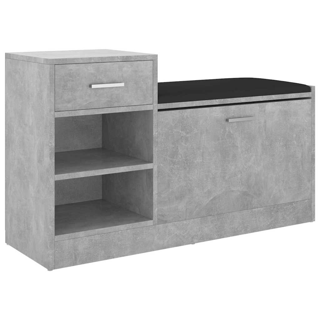 Betonszürke szerelt fa cipőtároló pad 94,5 x 31 x 57 cm 2