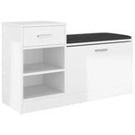 Magasfényű fehér szerelt fa cipőtároló pad 94,5 x 31 x 57 cm 2