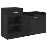 Magasfényű fekete szerelt fa cipőtároló pad 94,5 x 31 x 57 cm 2