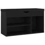 Fekete szerelt fa cipőtároló pad párnával 80 x 30 x 47 cm 2