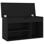 Fekete szerelt fa cipőtároló pad párnával 80 x 30 x 47 cm 4