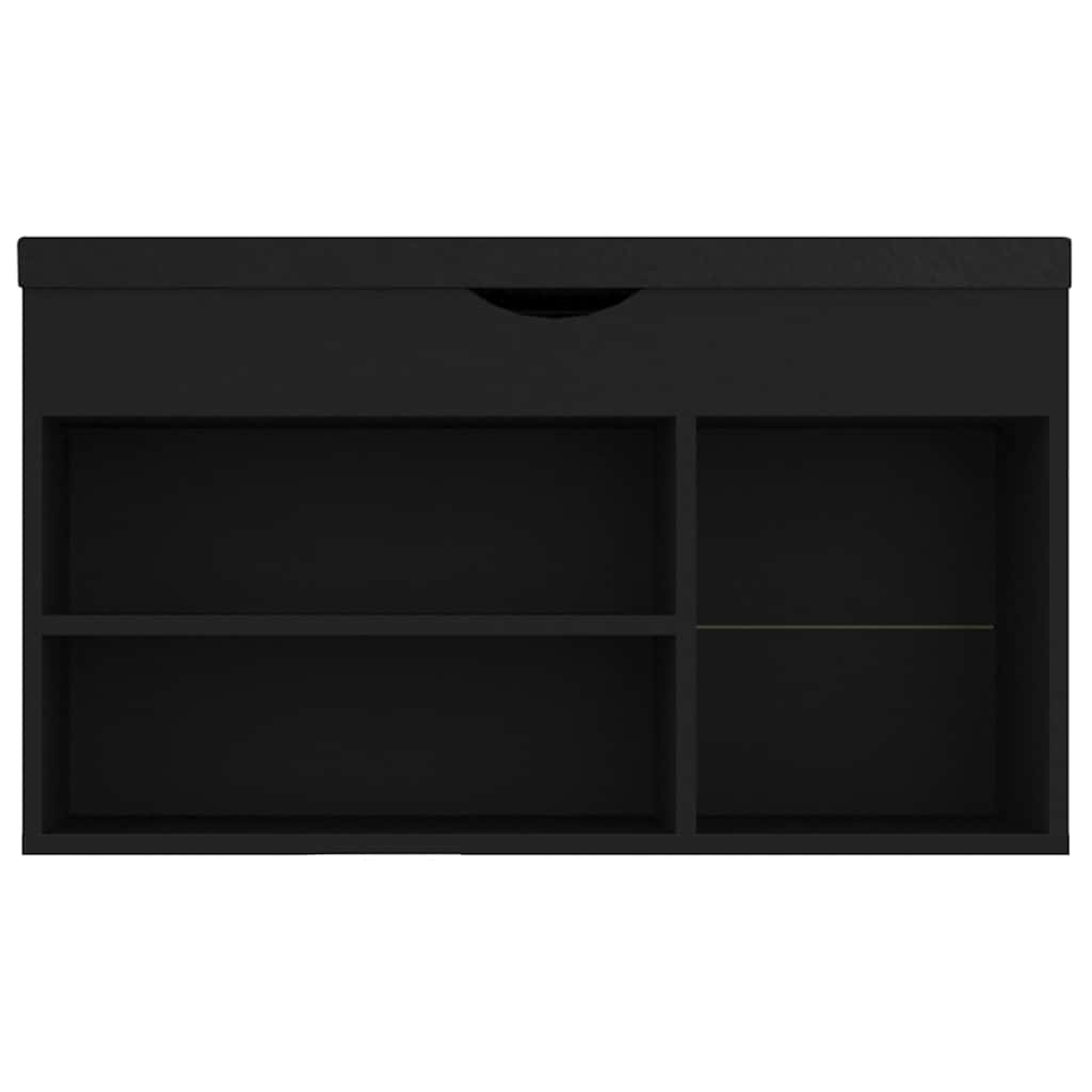 Fekete szerelt fa cipőtároló pad párnával 80 x 30 x 47 cm 5