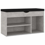 Betonszürke szerelt fa cipőtároló pad párnával 80 x 30 x 47 cm 2