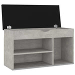 Betonszürke szerelt fa cipőtároló pad párnával 80 x 30 x 47 cm 4