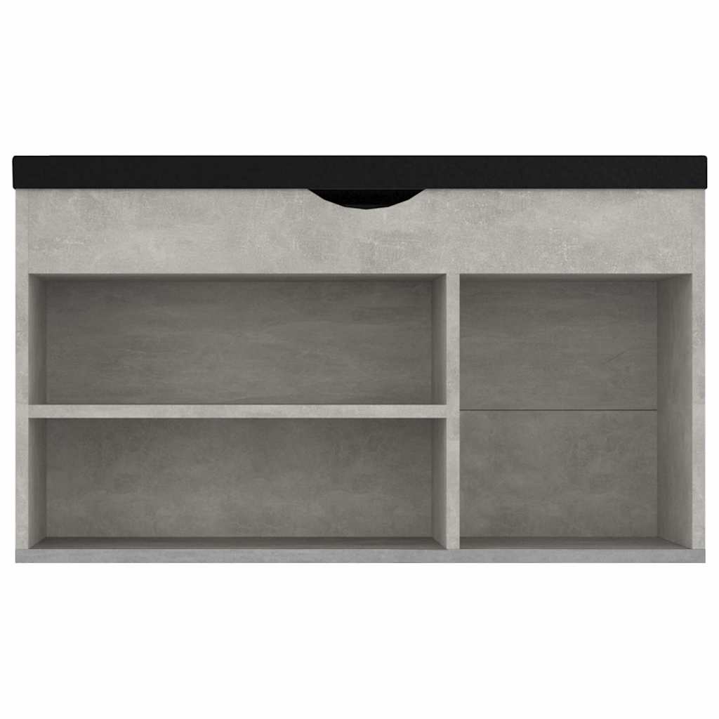 Betonszürke szerelt fa cipőtároló pad párnával 80 x 30 x 47 cm 5