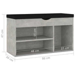 Betonszürke szerelt fa cipőtároló pad párnával 80 x 30 x 47 cm 8
