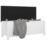 Magasfényű fehér szerelt fa tárolódoboz párnával 105x40x45 cm 3