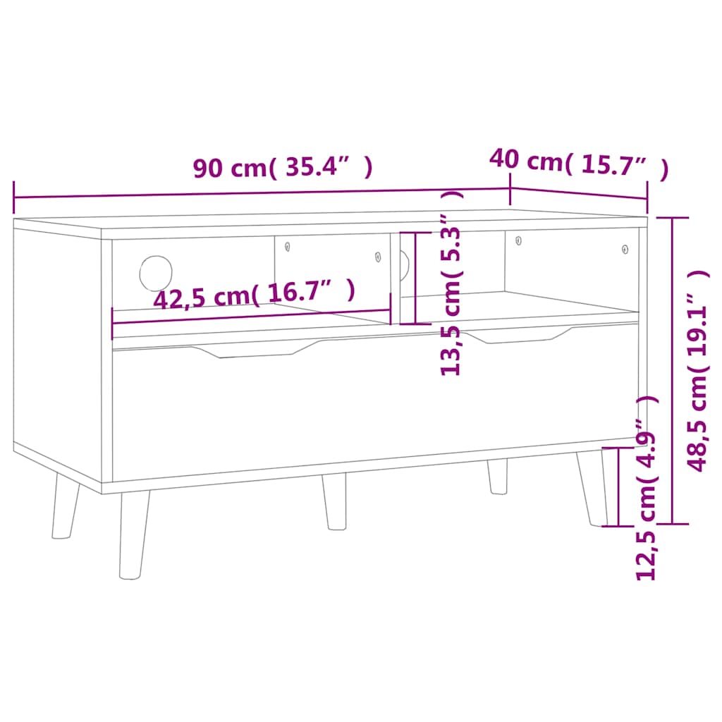 Betonszürke szerelt fa TV-szekrény 90 x 40 x 48,5 cm 7